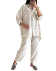 2-Piece Outfits for Women, Oversized Shirt and Trousers