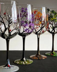 TreeScape – Four Seasons Hand-Painted Tree Wine Glasses