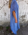Venetia - V-Neck Cotton and Linen Long Dress