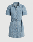 Isla Denim Puff Sleeve Mini Dress