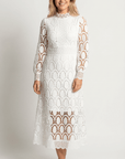 Melinda High-Neck Lace Midi Dress