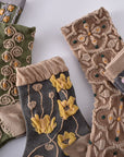 5 Pairs of Women's Cotton Socks with Floral Pattern