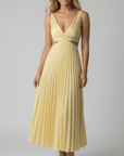 Alana Pleated Cut-Out Midi Dress