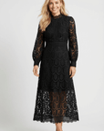 Melinda High-Neck Lace Midi Dress