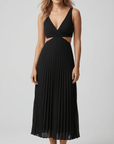 Alana Pleated Cut-Out Midi Dress
