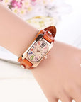 Vintage Leather Quartz Stone Ladies' Watch
