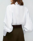 Albina - Ruched Blouse with Lantern Sleeves