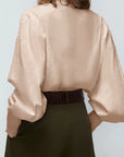 Albina - Ruched Blouse with Lantern Sleeves