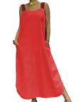 Allyson - Maxi Dress with Wide Straps and Pockets