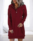 Althea - Long casual women's dress with hood