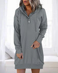 Althea - Long casual women's dress with hood