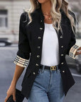 Amélee - Modern Black Checked Jacket with Long Sleeves