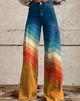 Annemarie - Retro Chevron Wide Leg Trousers