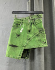 Asymmetrical Denim Skirt with High Waist