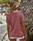 Barbara - T-Shirt with Round Neck and Eyelets