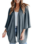 Bat Sleeve Waffle Gerson Women's Cardigan – Oversized Comfort with Batwing Sleeves