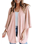 Bat Sleeve Waffle Gerson Women's Cardigan – Oversized Comfort with Batwing Sleeves