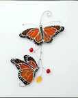 Beaded Monarch Butterfly Stained Glass Window Decor