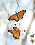 Beaded Monarch Butterfly Stained Glass Window Decor