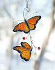 Beaded Monarch Butterfly Stained Glass Window Decor