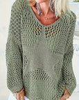 Bohemian Fishnet Ladies Pullover with Three-Quarter Sleeves