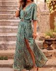 Bohemian V-Neck Split Waist Maxi Dress - Dorothy