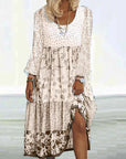 Boho ladies' dress with O-neck and floral pattern - Gisela
