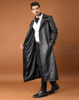 Boston - Faux leather long coat for men