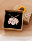 Bring a smile with this symbolic sunflower necklace.