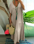 Casual Long Women's Dress with Short Sleeves