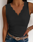 Celeste – Elegant Plus Size Tank Top with V-Neck and Wave Hem