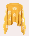 Charming Cosy Ladies' Sweater with Flowers and Fantasy Sleeves