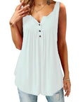 Comfortable Sleeveless Tank Top with Button Placket for Women