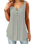 Comfortable Sleeveless Tank Top with Button Placket for Women