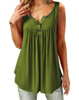Comfortable Sleeveless Tank Top with Button Placket for Women