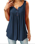 Comfortable Sleeveless Tank Top with Button Placket for Women