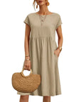 Robe en coton à col rond pour femmes
