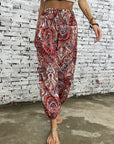 Crescentia - Boho Shirred Waist Long Trousers