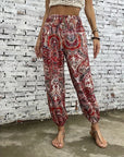 Crescentia - Boho Shirred Waist Long Trousers