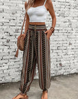 Crescentia - Boho Shirred Waist Long Trousers