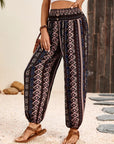 Crescentia - Boho Shirred Waist Long Trousers