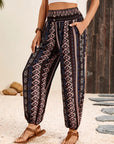Crescentia - Boho Shirred Waist Long Trousers