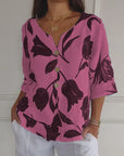 Denisa - Printed Tunic Top with V-Neck