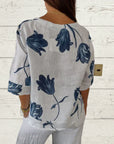 Denisa - Printed Tunic Top with V-Neck