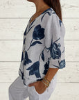 Denisa - Printed Tunic Top with V-Neck