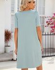 Dress with Short Sleeves, Pockets and Square Neckline - Julissa