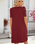 Dress with Short Sleeves, Pockets and Square Neckline - Julissa