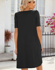 Dress with Short Sleeves, Pockets and Square Neckline - Julissa