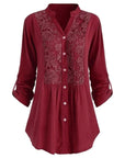 Egle – Long Ladies' Blouse with Puff Sleeves and Elegant Lace Details