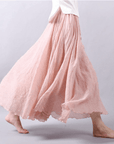 Elegant Bohemian Linen Maxi Skirt - Magna
